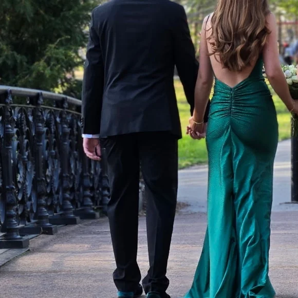 Sherri Hill Green Backless Dress